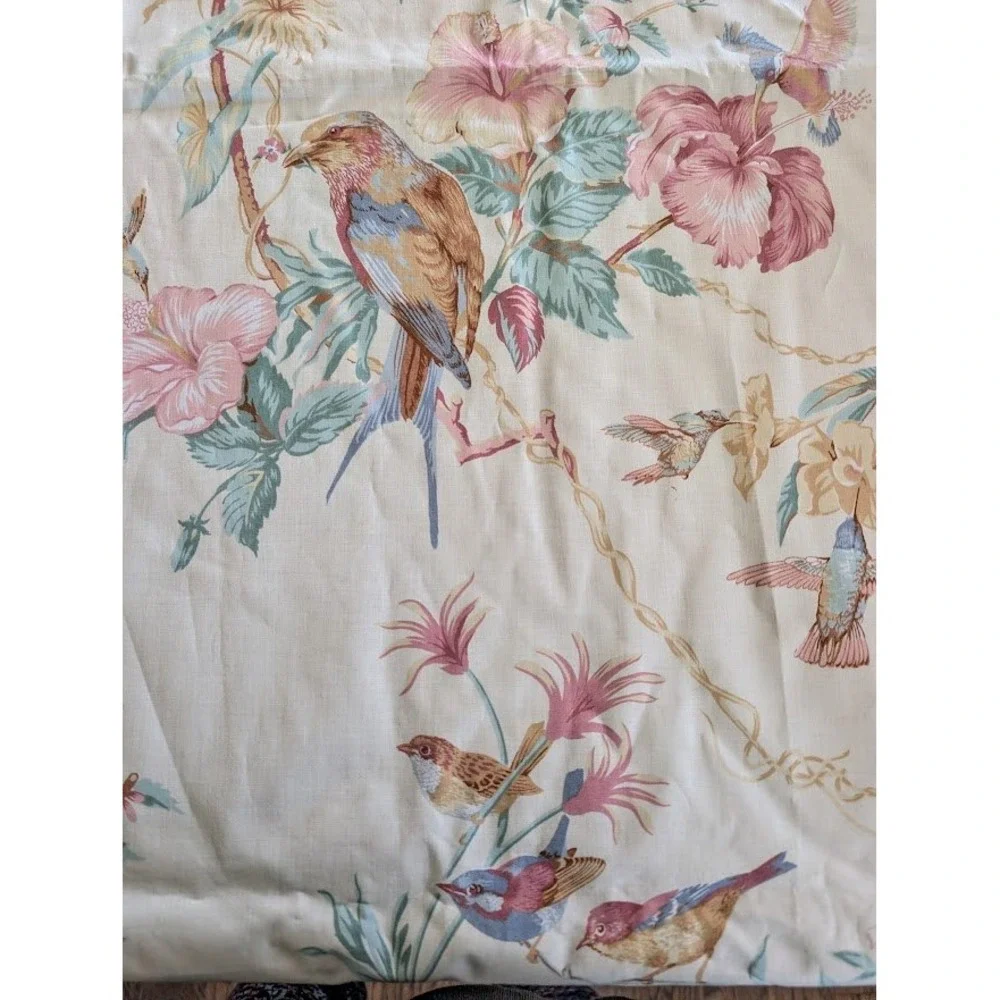 Jean B 5th Avenue Floral Bird Fabric 2 Yard 79x54 Polished Curtain Panel Cottage